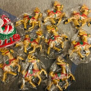 Santa Sleigh 9 Reindeer Vintage Yard Decor JSNY Stakes Covers Lights No Stakes